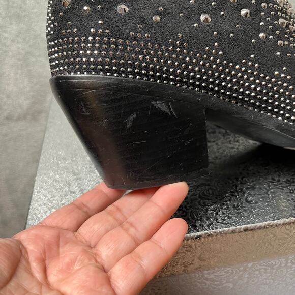 ISNOM Rhinestone Boots Pointed Toe Block Heel Ankle Boots Size 11 Rodeo Cowboy - Picture 9 of 9